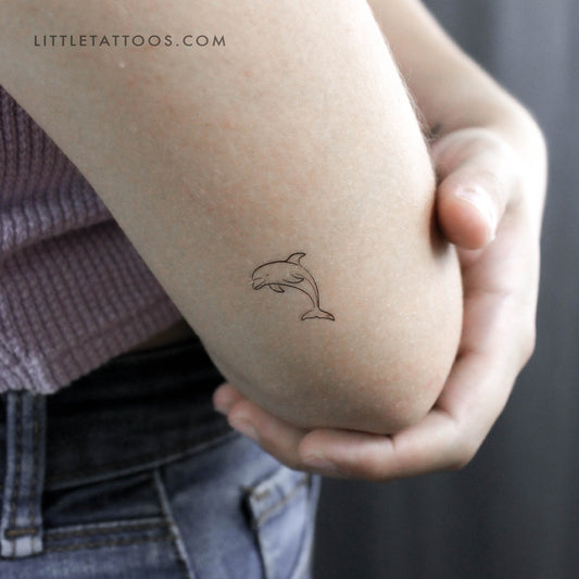 Fine Line Dolphin Temporary Tattoo - Set of 3