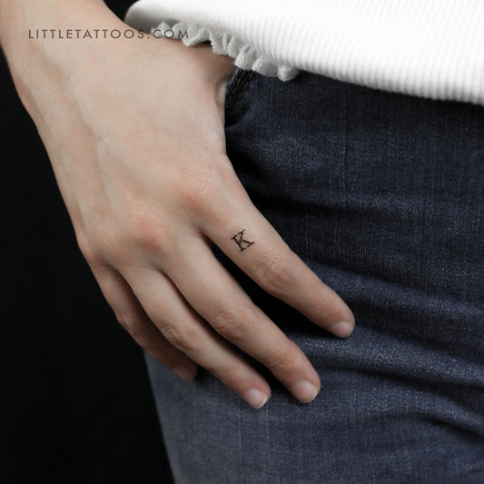 K Uppercase Typewriter Letter Temporary Tattoo - Set of 3