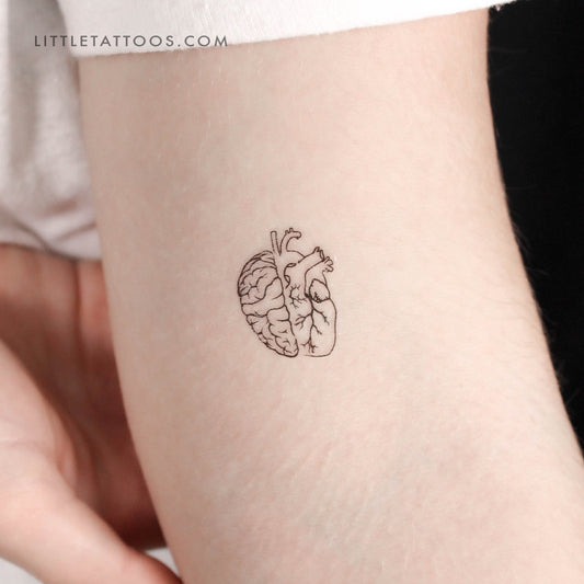 Half Heart Half Brain Temporary Tattoo - Set of 3
