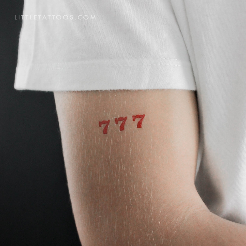 Red 777 Temporary Tattoo - Set of 3