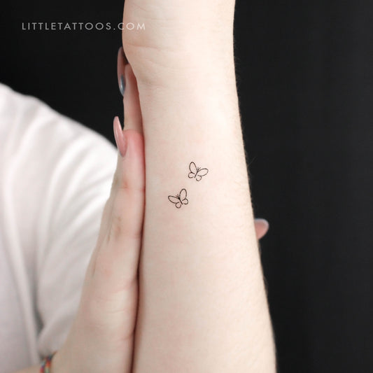 Tatuaje temporal minimalista de pareja de mariposas (juego de 3)