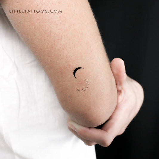 Small Moon Couple Temporary Tattoo - Set of 3