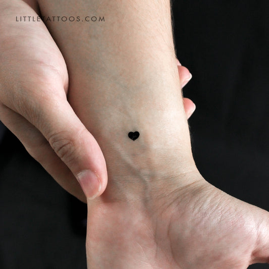 Micro Black Heart Temporary Tattoo - Set of 3