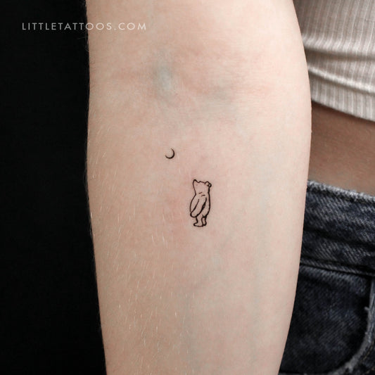 Pooh Bear And Moon Temporary Tattoo - Set of 3