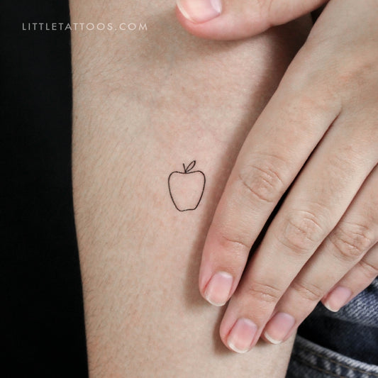 Tatuaje temporal minimalista de manzana - Juego de 3