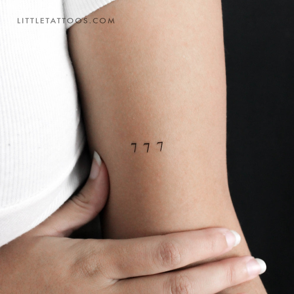 Small 777 Angel Number Temporary Tattoo (Set of 3) – Small Tattoos