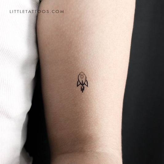 Minimalist Rocket Temporary Tattoo - Set of 3