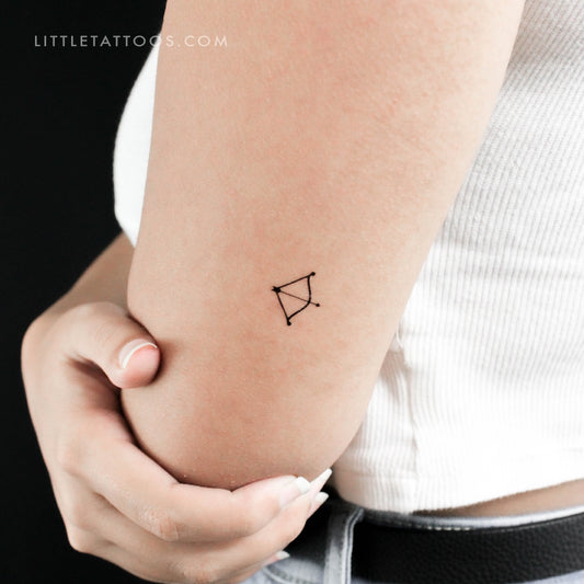 Tatuaje temporal minimalista de arco y flecha (juego de 3)