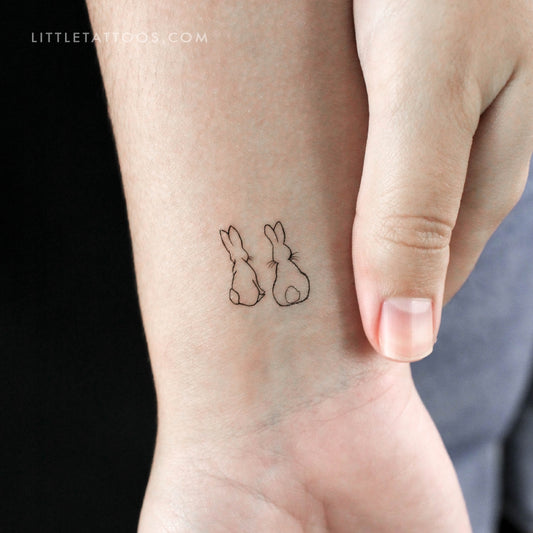 Tatuaje temporal de pareja de conejos (juego de 3)