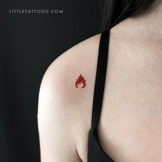 Small Red Fire Flame Temporary Tattoo - Set of 3