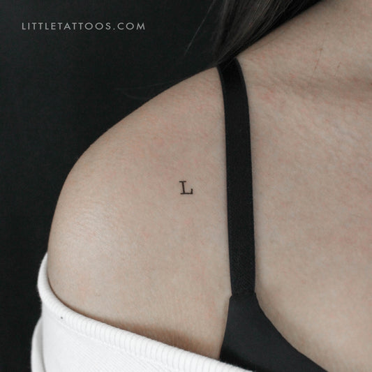 Tatuaje temporal de la letra L mayúscula de máquina de escribir (juego de 3)