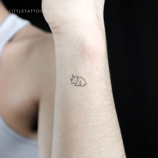 Tiny Triceratops Temporary Tattoo - Set of 3