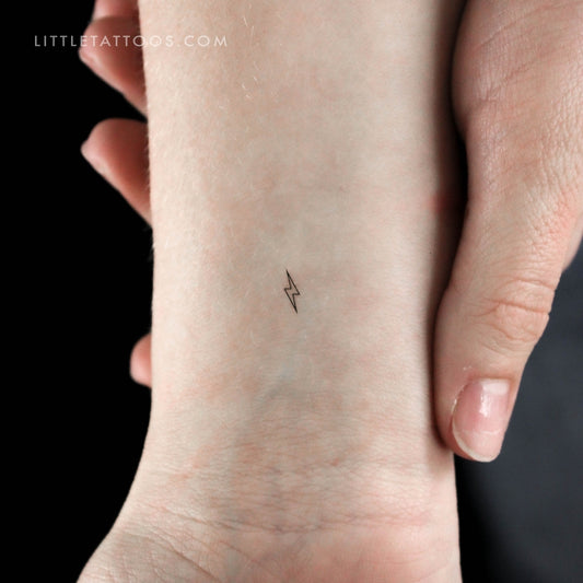 Tiny Black Bolt Outline Temporary Tattoo - Set of 3