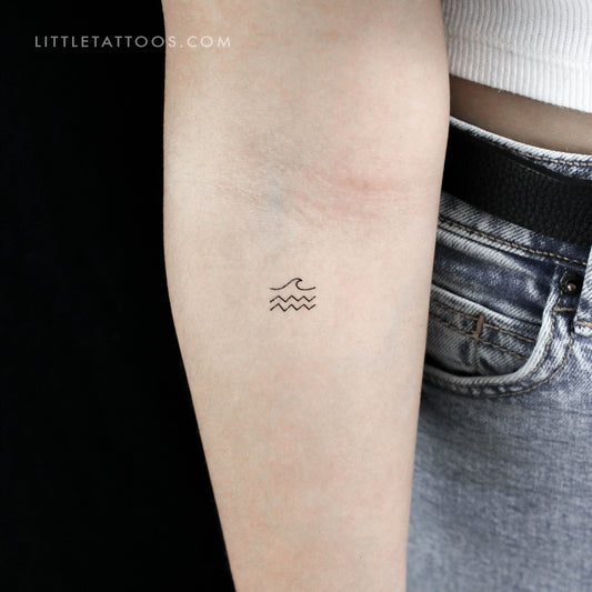 Tatuaje temporal minimalista de mar - Juego de 3