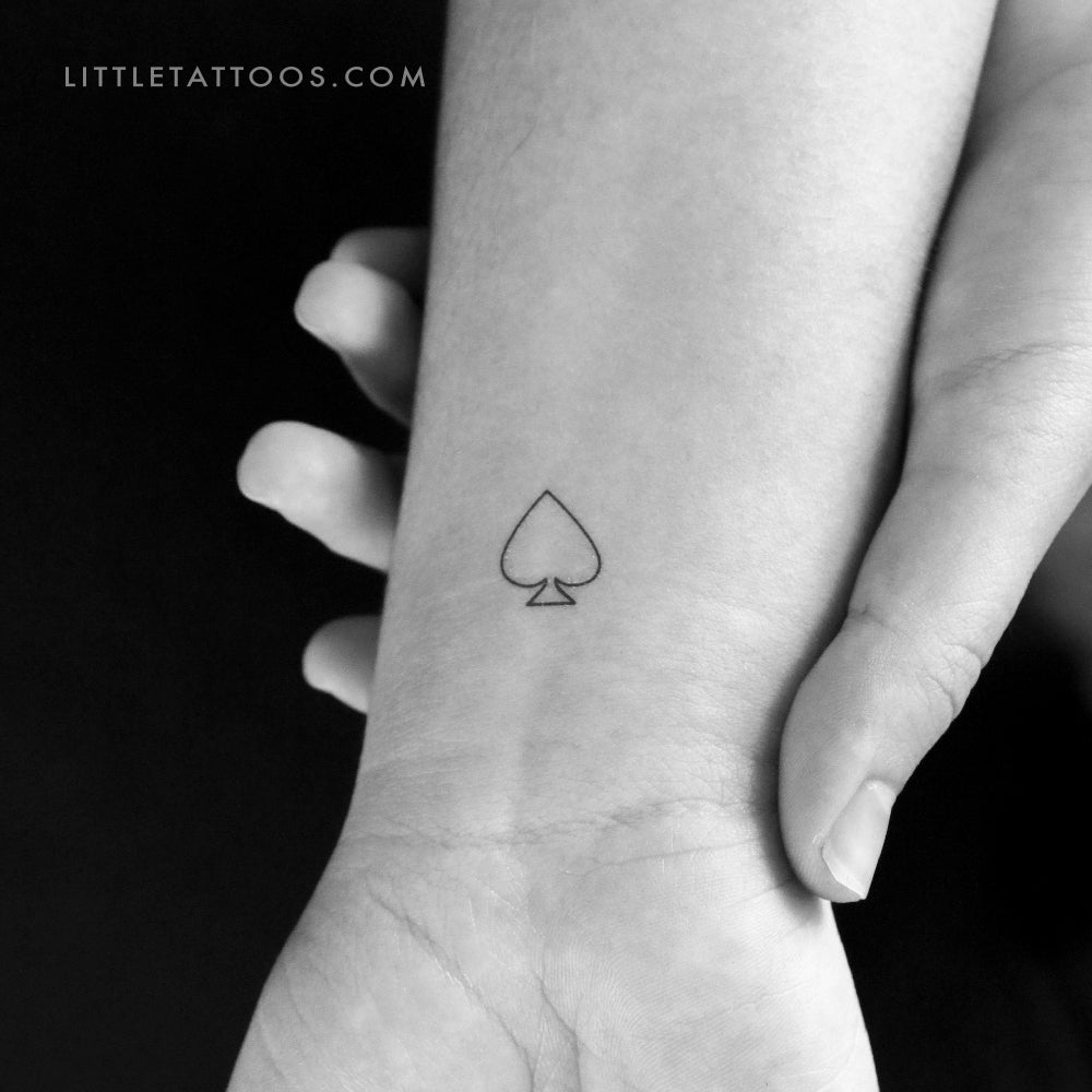 Fine Line Spade Temporary Tattoo - Set of 3