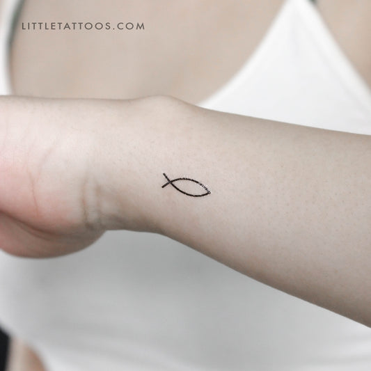 Fine Line Jesus Fish Temporary Tattoo (Set of 3)