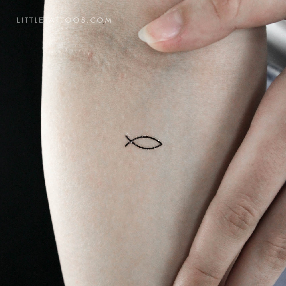 Fine Line Jesus Fish Temporary Tattoo (Set of 3) – Little Tattoos