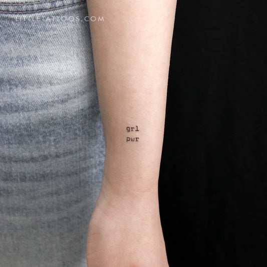 Tatuaje temporal minimalista GRL PWR - Juego de 3