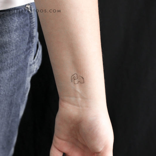 Continuous Line Elephant Temporary Tattoo - Set of 3