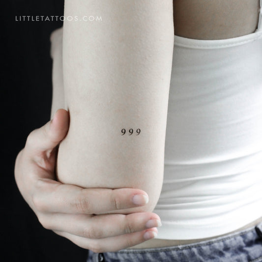 Little 999 Angel Number Temporary Tattoo - Set of 3