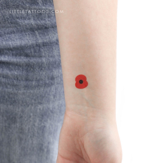 Tatuaje temporal de amapola conmemorativa (pequeño) - Juego de 3