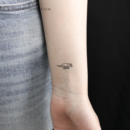 Tatuaje temporal de dinosaurio Triceratops - Juego de 3