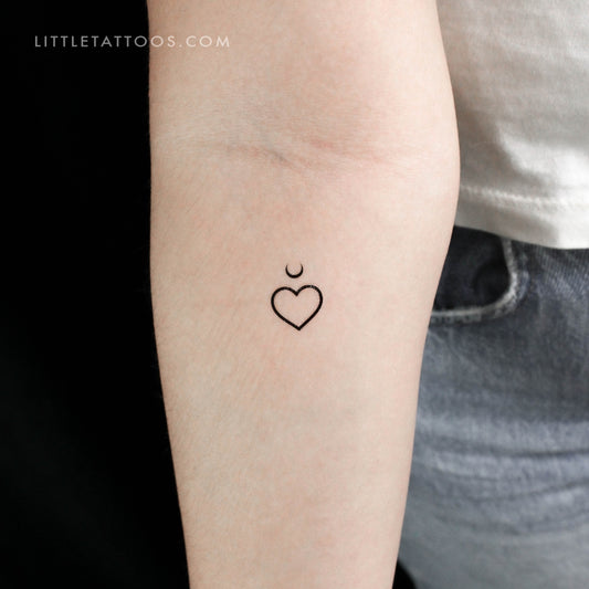 Tatuaje temporal de corazón y luna - Juego de 3