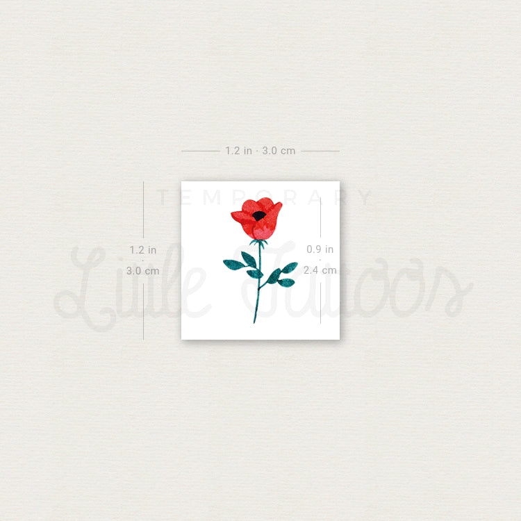 Red Flower Temporary Tattoo by Zihee - Set of 3