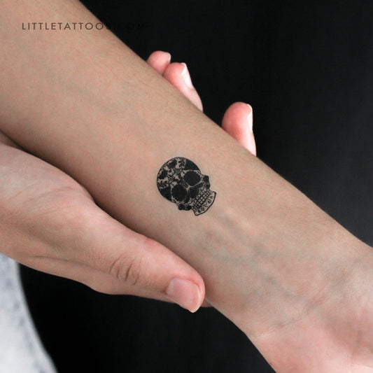 Tatuaje temporal pequeño de calavera de azúcar negra (juego de 3)
