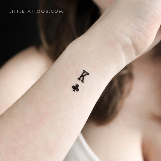 Small King Of Clubs Temporary Tattoo - Set of 3