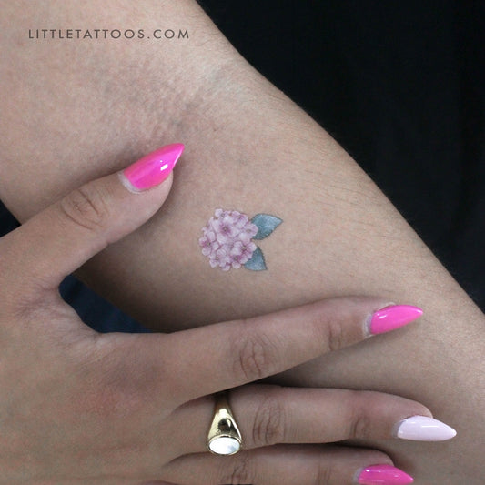Tatuaje temporal de hortensia rosa (juego de 3)