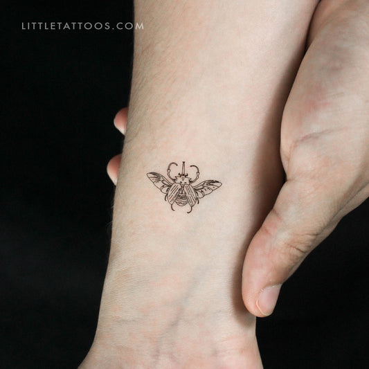 Tatuaje temporal de escarabajo Hércules volador - Juego de 3