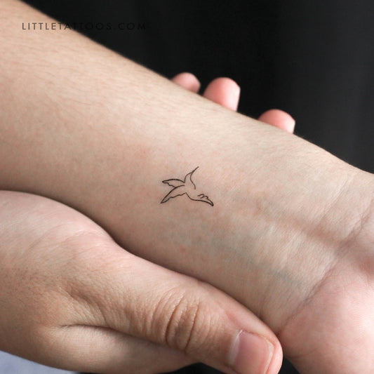 Tatuaje temporal de colibrí de una sola línea - Juego de 3