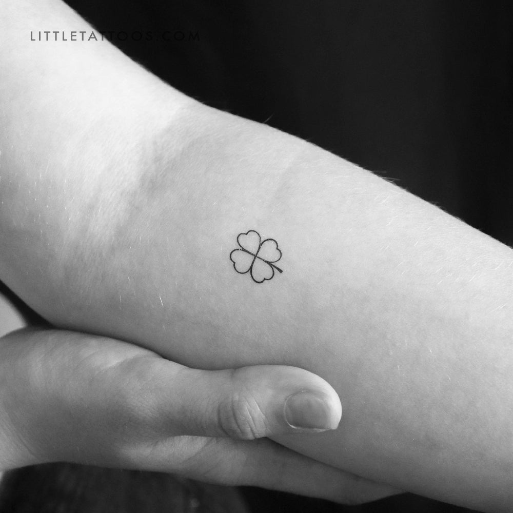 Small Black Four Leaf Clover Tattoo Idea