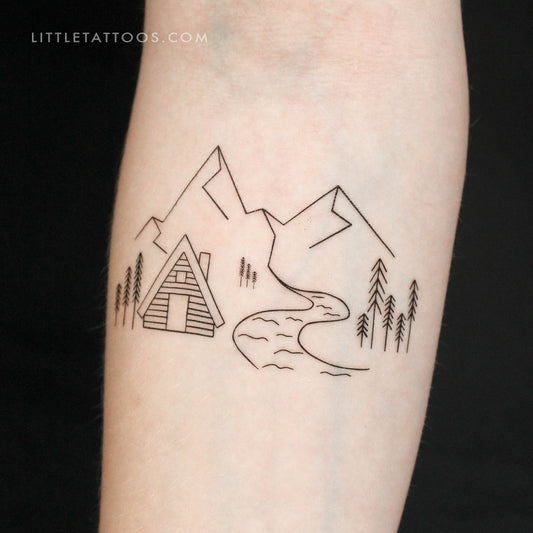 Tatuaje temporal de cabaña de montaña de Cagri Durmaz (juego de 3)