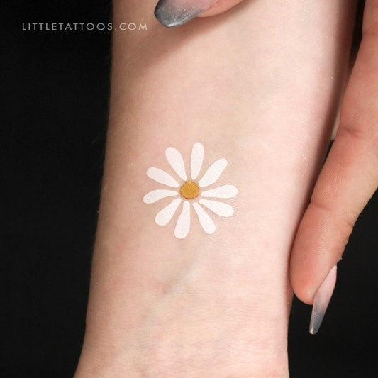 Tatuaje temporal de margarita blanca (juego de 3)