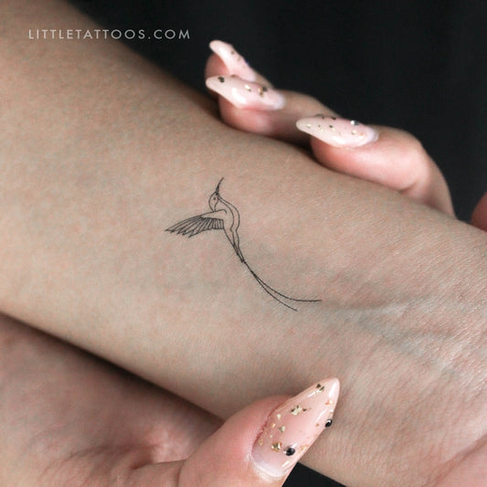 Tatuaje temporal de colibrí de cola larga (juego de 3)