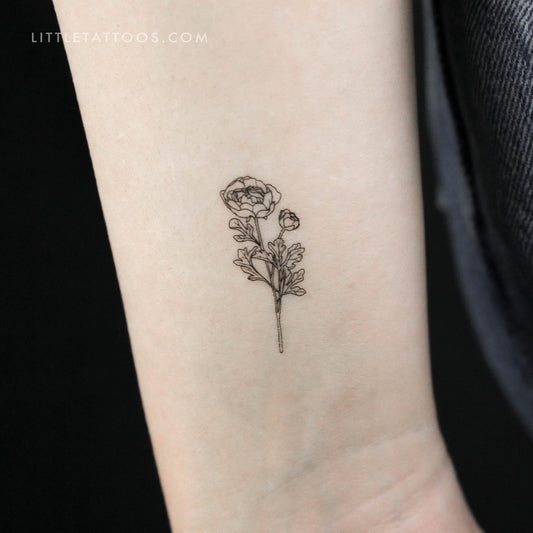 Tatuaje temporal de ranúnculo - Juego de 3
