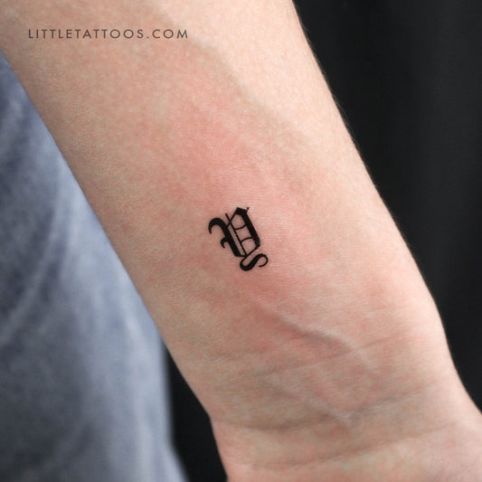 Tatuaje temporal de la letra Y gótica - Juego de 3