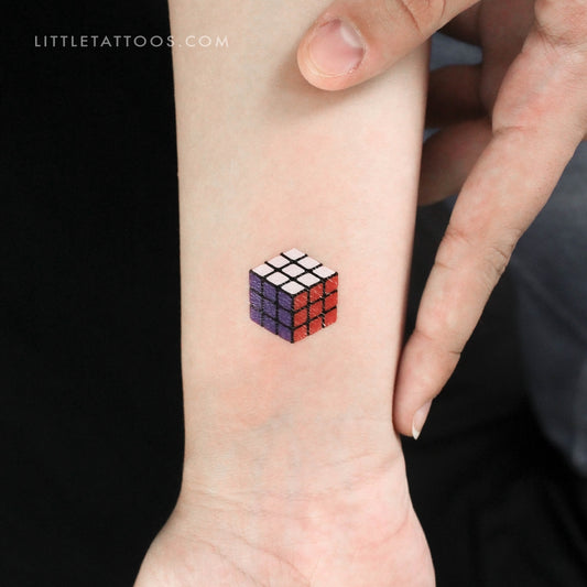 Tatuaje temporal del cubo de Rubik (juego de 3)