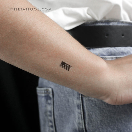 Tatuaje temporal pequeño de la bandera negra de EE. UU. (juego de 3)