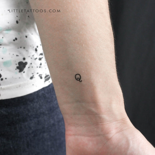 Q Uppercase Typewriter Letter Temporary Tattoo - Set of 3