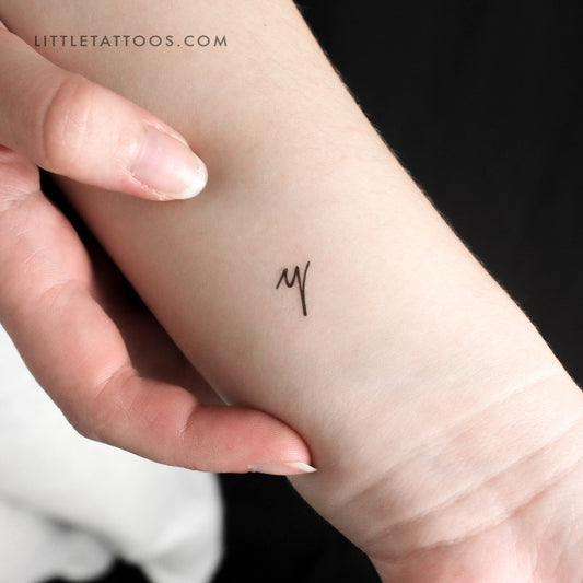 Tatuaje temporal de letra Y escrita a mano - Juego de 3