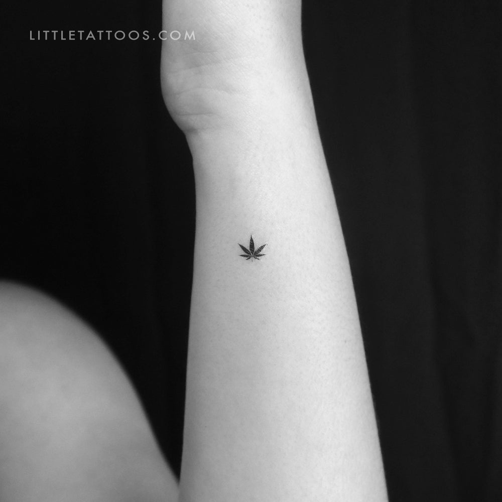 Small Marijuana Leaf Temporary Tattoo - Set of 3, image size:1000x1000