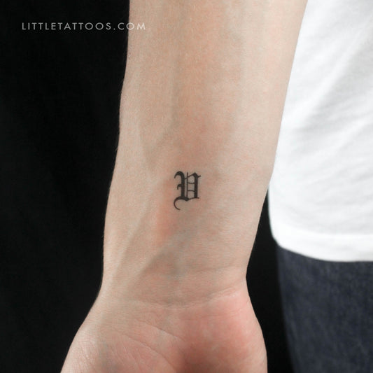 Tatuaje temporal de la letra V gótica - Juego de 3