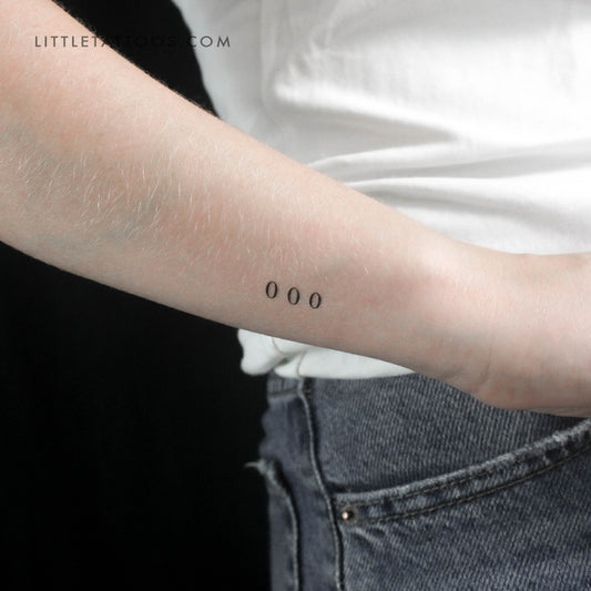 Tatuaje temporal del número angelical 000 (juego de 3)