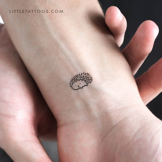 Tatuaje temporal minimalista de erizo (juego de 3)