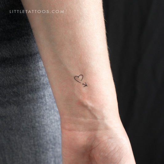 Tatuaje temporal de avión y corazón (3 unidades)