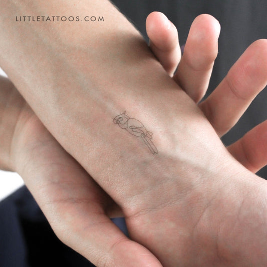 Tatuaje temporal de loro de línea fina - Juego de 3