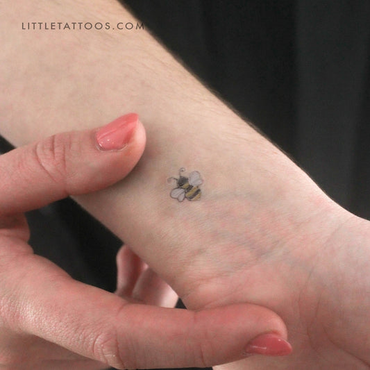 Tatuaje temporal de abeja plateada (juego de 3)